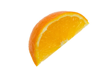 A slice of ripe orange. Isolated on a white background.