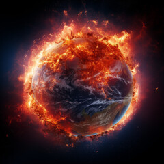 Earth on fire could be because of climate change - obrazy, fototapety, plakaty