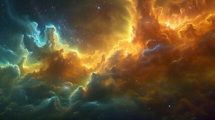 Fictional background of nebulae and galaxies. Generative AI