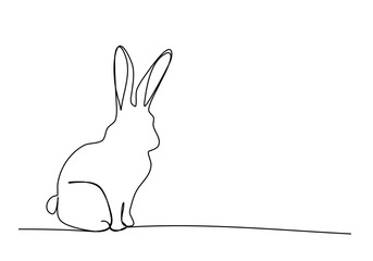 Rabbit, one line drawing vector illustration.