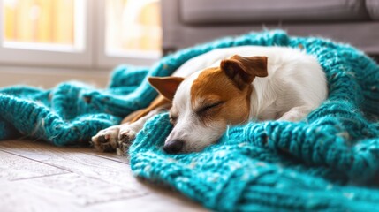 Young jack russell terrier dog sleeping generative ai