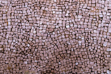 Close-Up Detail of Grey-Rose-Hued Mosaic Tiles in Pattern