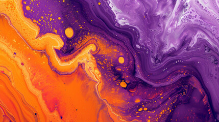 Velvet Violet on Abstract Art Burnt Orange Paint Background with Liquid Fluid Grunge Texture