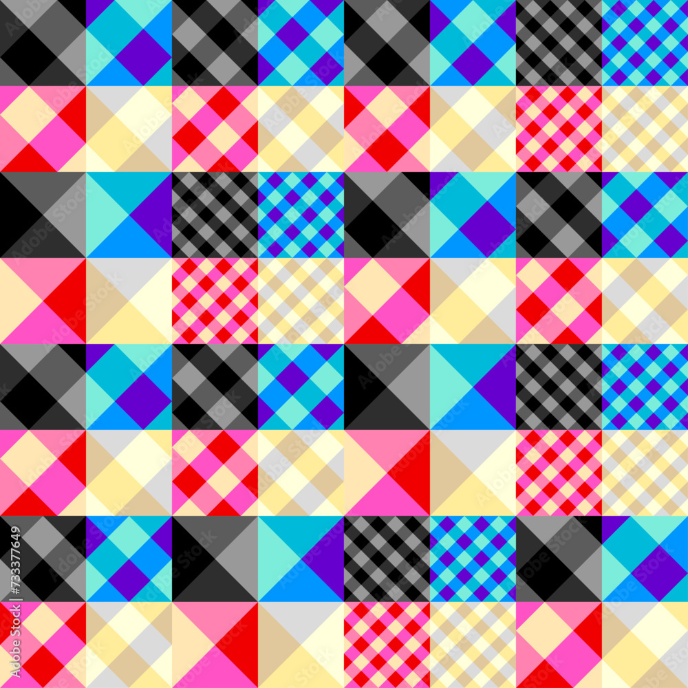 Poster Abstract seamless pattern. Textile diagonal plaid vector pattern.