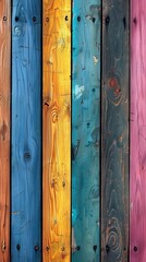Multicolored wooden boards, background of wooden boards