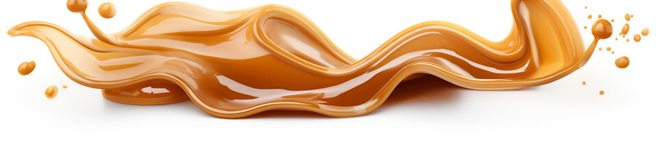 Melted caramel liquid swirl splash background