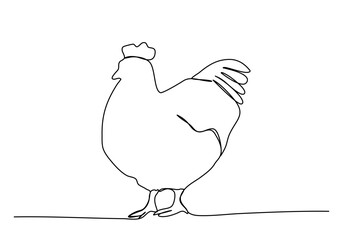 Hen, one line drawing vector illustration.