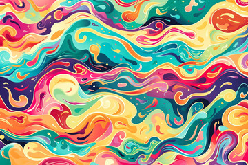 Seamless pattern with colorful abstract waves.
