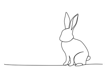 Rabbit, one line drawing vector illustration.