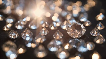 Beautiful shiny diamonds with the light in the black background