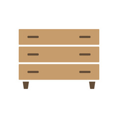 Chest of drawers icon. Dresser. Colored silhouette. Front view. Vector simple flat graphic illustration. Isolated object on a white background. Isolate.