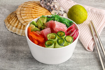 Hawaiian cuisine - poke with tuna and rice