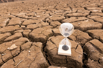 hourglass, drought, dry river countdown, climate change crisis, drought