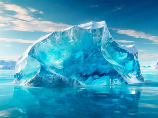 Iceberg on the ocean with blue water. Large sizes of ice-berg wallpaper. iceberg on the top of water background.