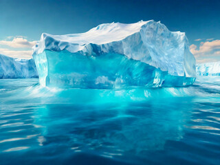 Iceberg on the ocean with blue water. Large sizes of ice-berg wallpaper. iceberg on the top of water background.