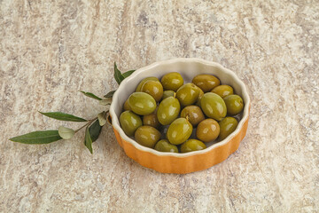 Tasty marinated olives in the bowl