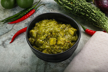 Indian cuisine - palak paneer cheese with spinach