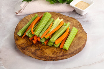 Vegan cuisine - dietary celery and carrot cticks