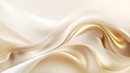 Obraz premium A high-definition image showcases the brilliance of abstract white and golden liquid, forming an exquisite wavy background that exudes luxury.