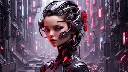Obraz na płótnie Canvas Futuristic Cybernetic Woman.