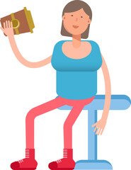 Woman Character Drinking Coffee
