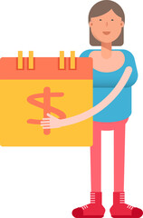 Woman Character and Payment Date Calendar
