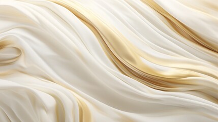 Fototapeta premium A high-definition snapshot freezes a moment of liquid luxury, as abstract white and golden waves create a resplendent wavy tapestry.