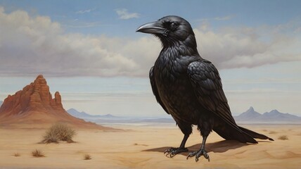crow in the desert - Powered by Adobe