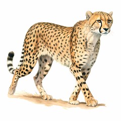 Majestic Cheetah Illustration on a Plain White Background