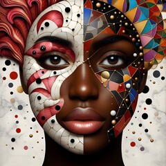 Portrait of beautiful african american woman with creative make-up. Fashion and beauty.