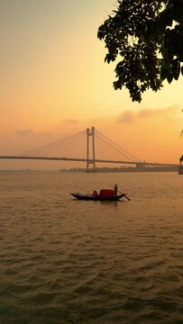 Vidyasagar Setu bridge over Hooghly River in Kolkata, West Bengal, India