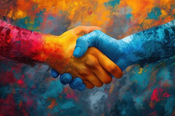 Corporate handshake, Vibrant Business Agreement Concept with Collaboration and Success