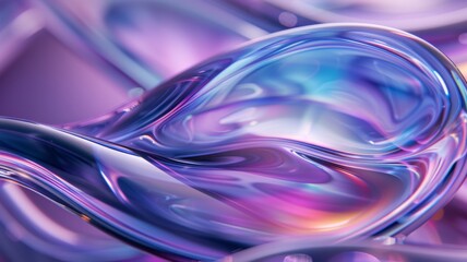 Digital art of swirling glass forms with vibrant purple and blue hues, creating a hypnotic visual effect