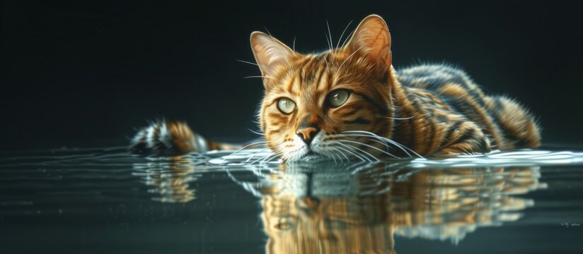 Striking Striped Domestic Cat Portrait: A Glimpse into the World of a Striped Domestic Cat