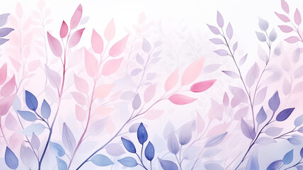 A pattern of multi-colored leaves on a white background in a watercolor style in pastel colors. AI generated.