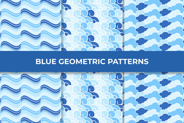 Colección de patrones geométricos azules
