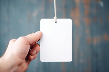 White paper tag held in hand. blank Space For Text, Blank space for text or logo, Ai generated