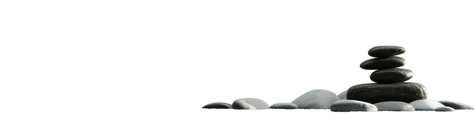 Fototapeta na wymiar Zen Stone Stack in Monochrome for Calmness and Stability
