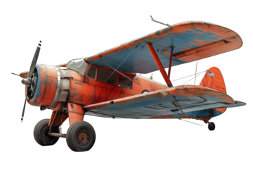 small airplane isolated on transparent background ,vintage plane png ,generative ai