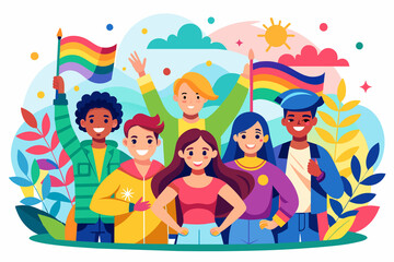 Vibrant pop art illustration, banner, texture, or background celebrating Pride Day and the diverse LGBTQ+ community, to symbolize unity, creativity, and inclusion, Generative AI