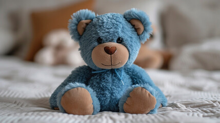 Teddy bear on white bed
