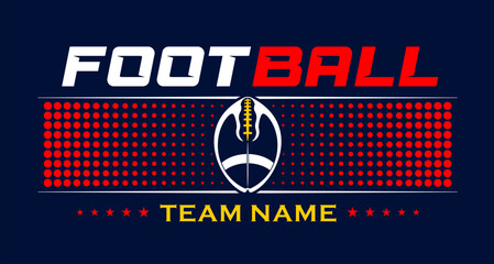 American football team fan vector clipart. Banner, card, flyer, t shirt print design. 
Isolated on dark blue background. 
