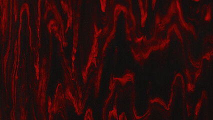 Abstract background. Liquid pigment. Colorful flow. Dark red burgundy black ink glitter particles...