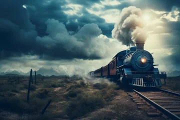 Poster Borderlands-inspired vintage steam locomotive, perfect for gaming enthusiasts and collectors © Ksenia Belyaeva