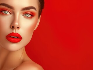 Fashion model girl portrait. Beauty woman with bright color makeup. Close-up of lady face