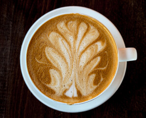 Latte Foam art at specialty coffee shop