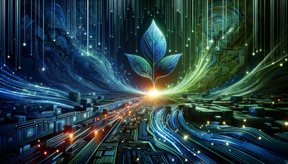 Abstract cybersecurity audit with organic shapes and vibrant data streams