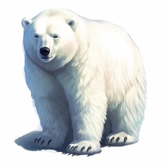 Majestic Polar Bear Illustration on a White Background