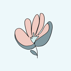 flower vector illustration of an unusual, hand-drawn, cute, universal. Spring Summer. 