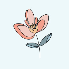 flower vector illustration of an unusual, hand-drawn, cute, universal. Spring Summer. 